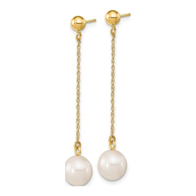 10K Yellow Gold Freshwater Pearl Dangle Earrings – view 2