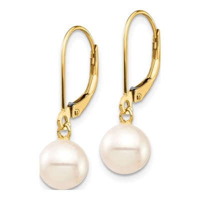 10K Yellow Gold Freshwater Cultured Pearl Leverback Earrings – view 2