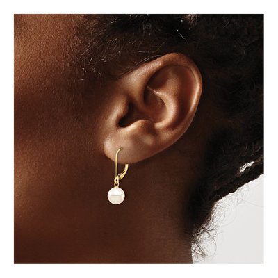 10K Yellow Gold Freshwater Cultured Pearl Leverback Earrings – view 3