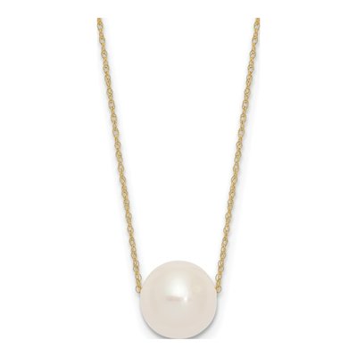 10K Yellow Gold Freshwater Cultured Pearl Semi-Round Rope Necklace