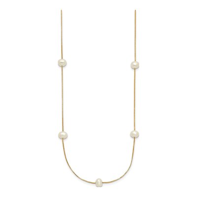 10K Yellow Gold Freshwater Cultured Pearl 9-Station Necklace – view 2