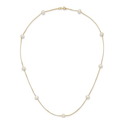10K Yellow Gold Freshwater Cultured Pearl 9-Station Necklace – view 4