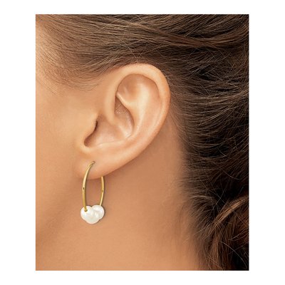 10K Yellow Gold 25mm Freshwater Cultured Pearl Endless Hoop Earrings – view 3