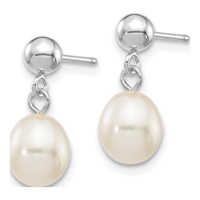 10K White Gold Freshwater Cultured Pearl Dangle Earrings – view 2