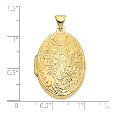 10K Yellow Gold Domed Oval Scroll Locket – view 4