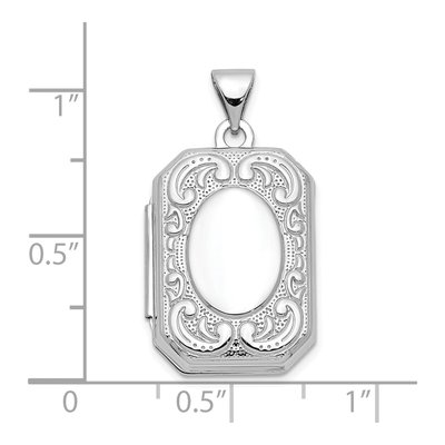 10K White Gold Book Scroll Border Locket – view 3