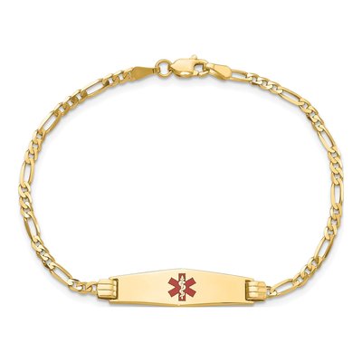 10K Yellow Gold 2.5mm Medical Alert Figaro Chain Bracelet – view 4