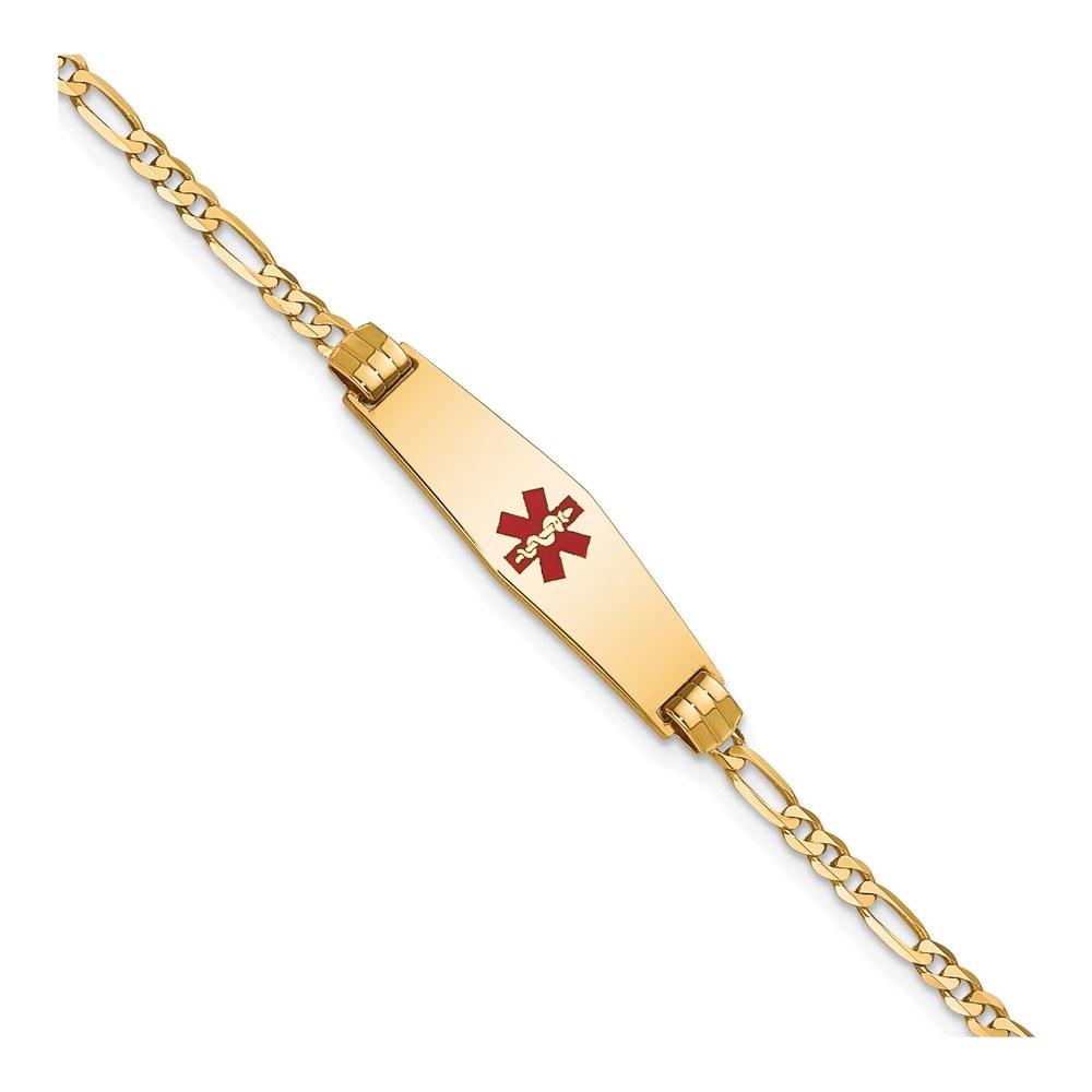 10K Yellow Gold 2.5mm Medical Alert Figaro Chain Bracelet