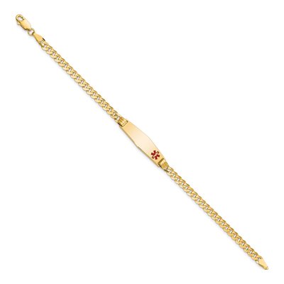10K Yellow Gold 3.5mm Red Enamel Curb Chain Bracelet – view 2