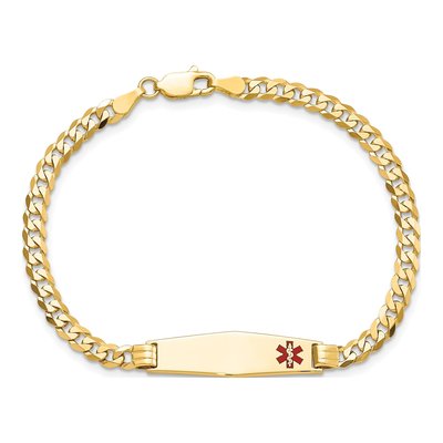 10K Yellow Gold 3.5mm Red Enamel Curb Chain Bracelet – view 3