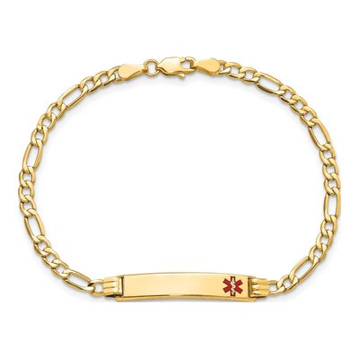 10K Yellow Gold 3.5mm Semi-Solid Medical Figaro Chain Bracelet – view 4