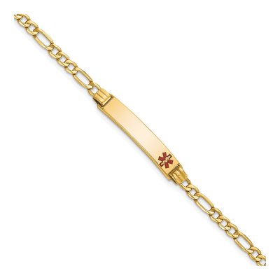 10K Yellow Gold 3.5mm Semi-Solid Medical Figaro Chain Bracelet