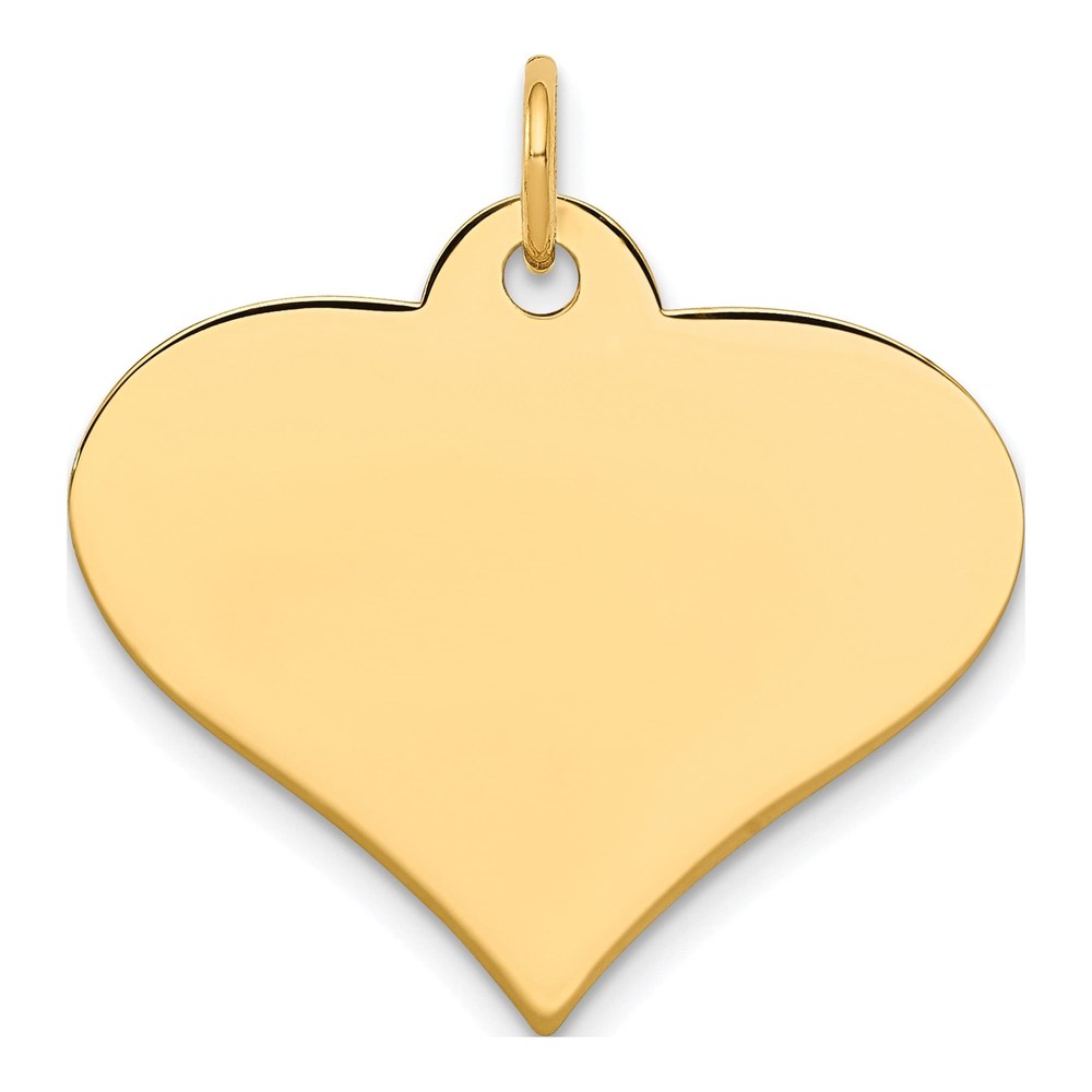 10K Plain .013 Gauge 24.8x19mm Engraveable Heart Disc Charm Pendant