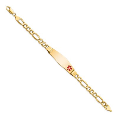 10K Yellow Gold 6.8mm Semi-Solid Medical Figaro Chain Bracelet – view 3