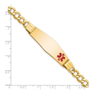 10K Yellow Gold 6.8mm Semi-Solid Medical Alert Curb Chain Bracelet – view 2