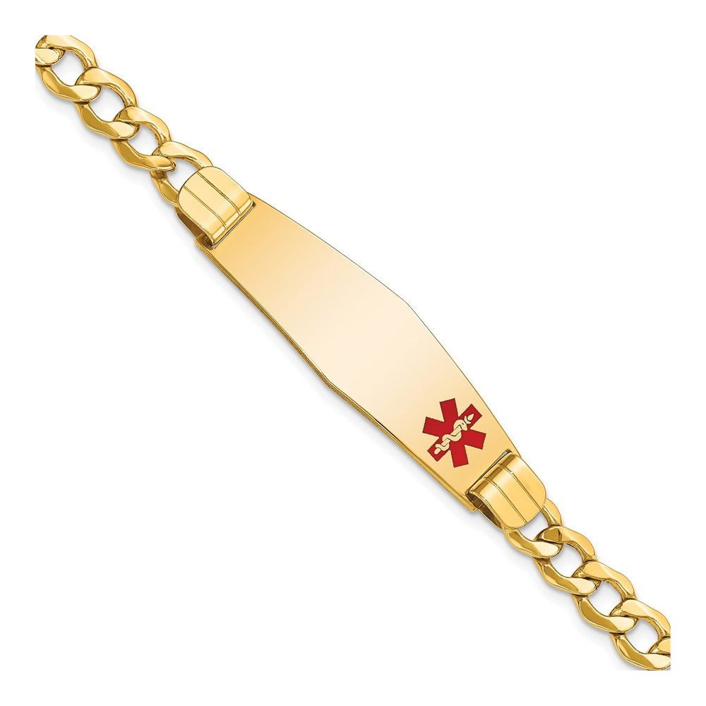 10K Yellow Gold Medical Alert ID Bracelet 7 in Curb Link