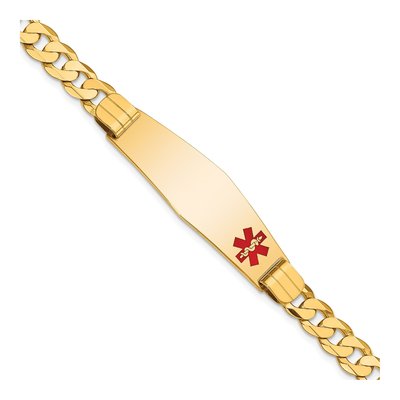 10K Yellow Gold 6.8mm Medical Curb Chain Bracelet