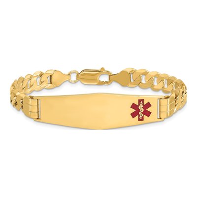 10K Yellow Gold 6.8mm Red Enamel Medical Curb Chain Bracelet – view 3