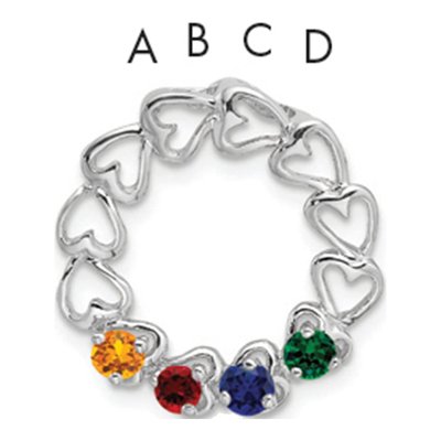 10K White Gold 3-Stone Family Pendant