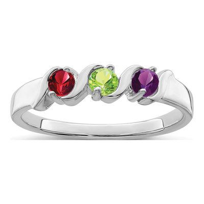 10K White Gold 3-Stone Mother's Ring Mounting – view 2