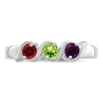 10K White Gold 3-Stone Mother's Ring Mounting – view 6