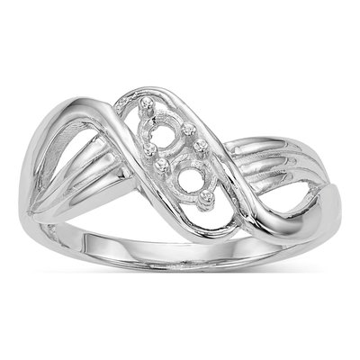 10K White Gold 2-Stone Mother's Ring Mounting