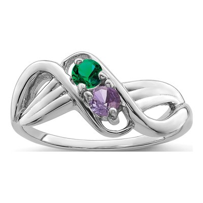 10K White Gold 2-Stone Family Ring
