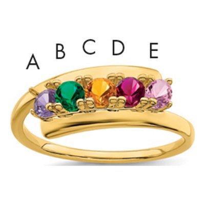 10K Yellow Gold 5-Stone Mothers Ring Mounting – view 2