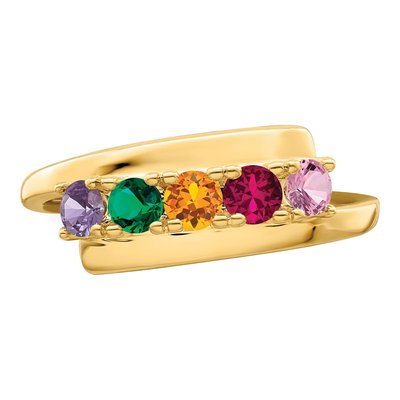 10K Yellow Gold 5-Stone Mothers Ring Mounting – view 5