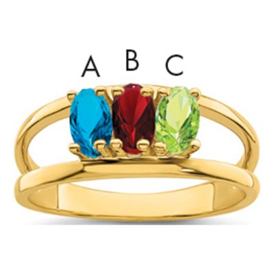10K or 14K Yellow Gold 3-Stone Mother's Ring Mounting – view 2
