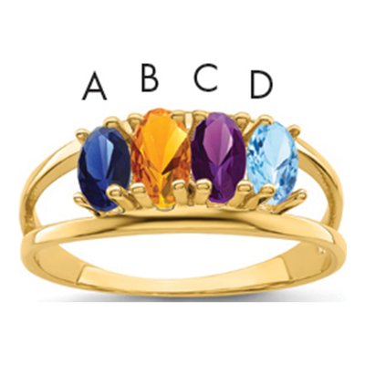 10K Yellow Gold 4-Stone Mother's Ring Mounting – view 6