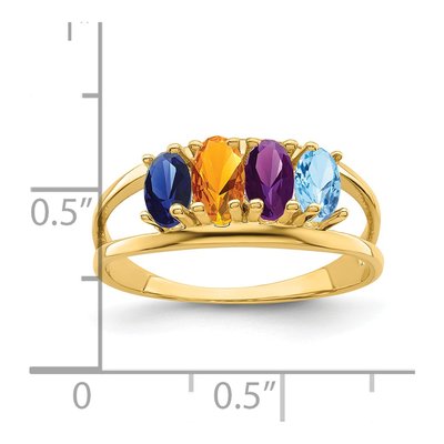 10K Yellow Gold 4-Stone Mother's Ring Mounting – view 7