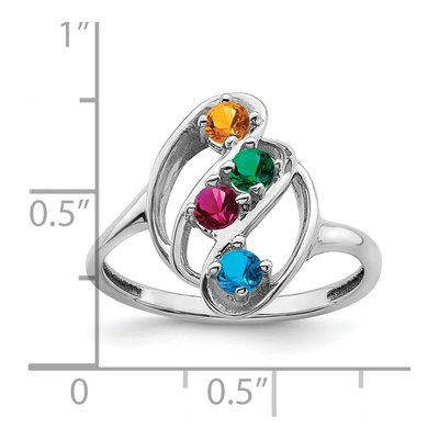 10K White Gold 4-Stone Mother's Ring Mounting – view 2