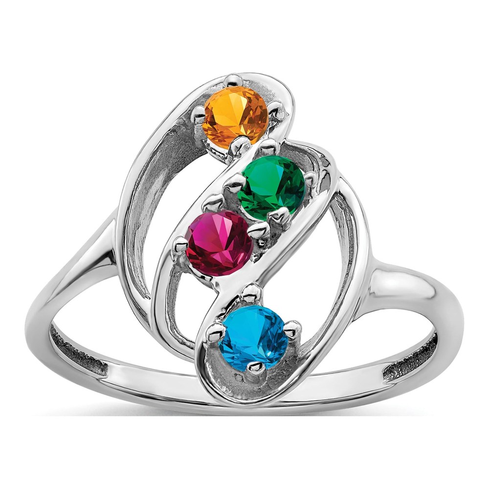 10K White Gold 4-Stone Mother's Ring Mounting
