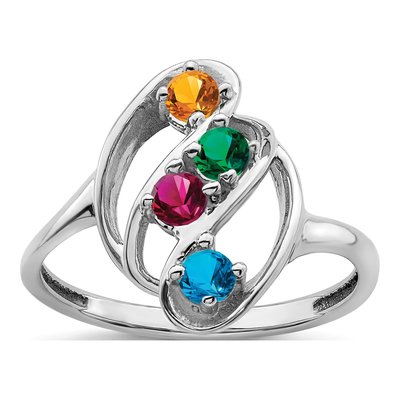 10K White Gold 4-Stone Mother's Ring Mounting