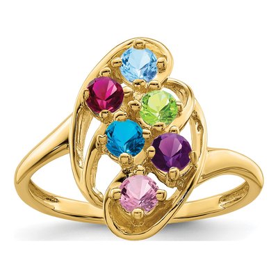 10K Yellow Gold 6-Stone Mothers Ring Mounting – view 2