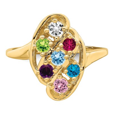 10K Yellow Gold 7-Stone Mothers Ring Mounting – view 4