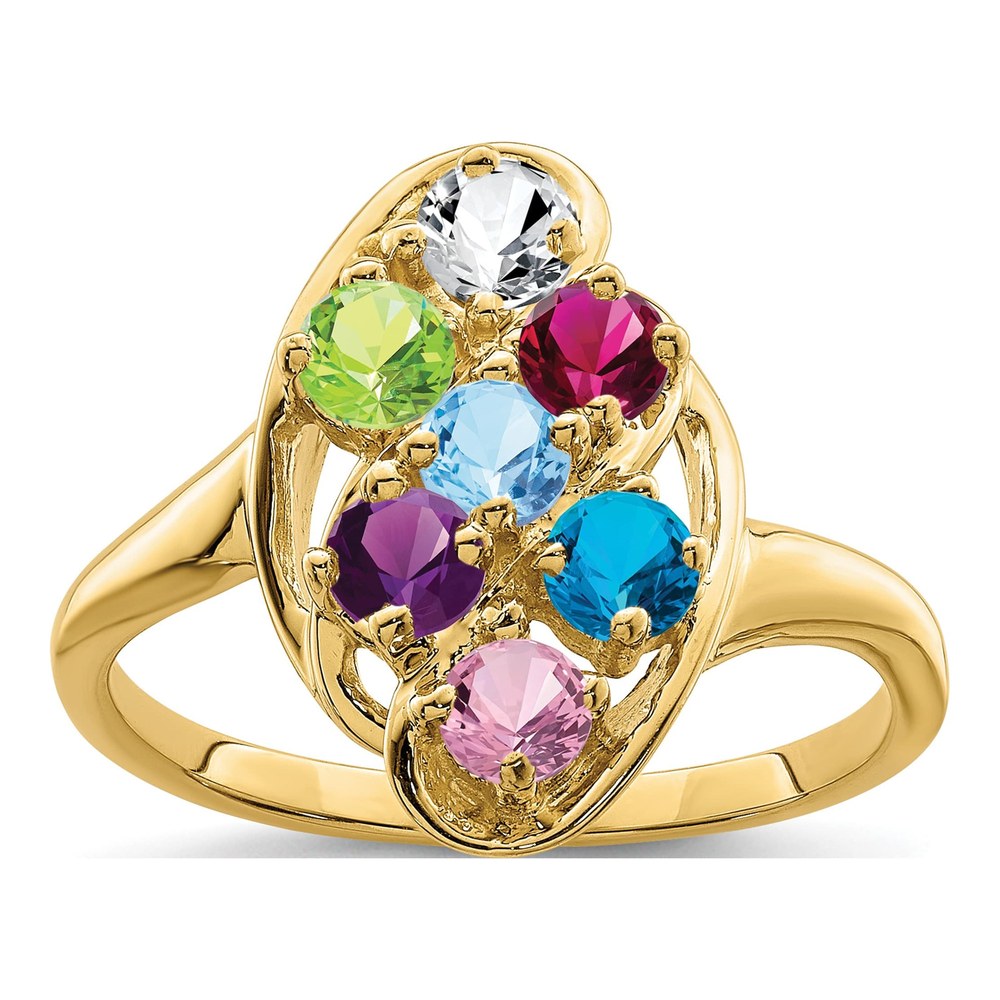 10K Yellow Gold 7-Stone Mothers Ring Mounting