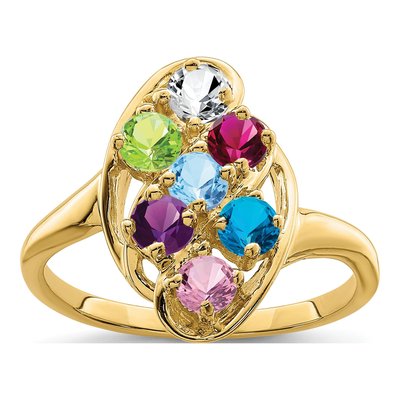 10K Yellow Gold 7-Stone Mothers Ring Mounting