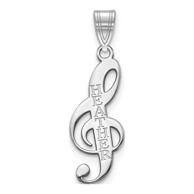 10K White Gold Personalized Music Note Pendant