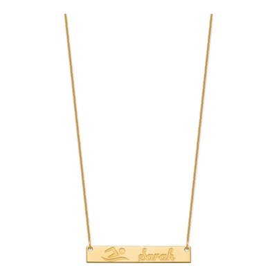10K Yellow Gold Personalized Bar Necklace – view 2