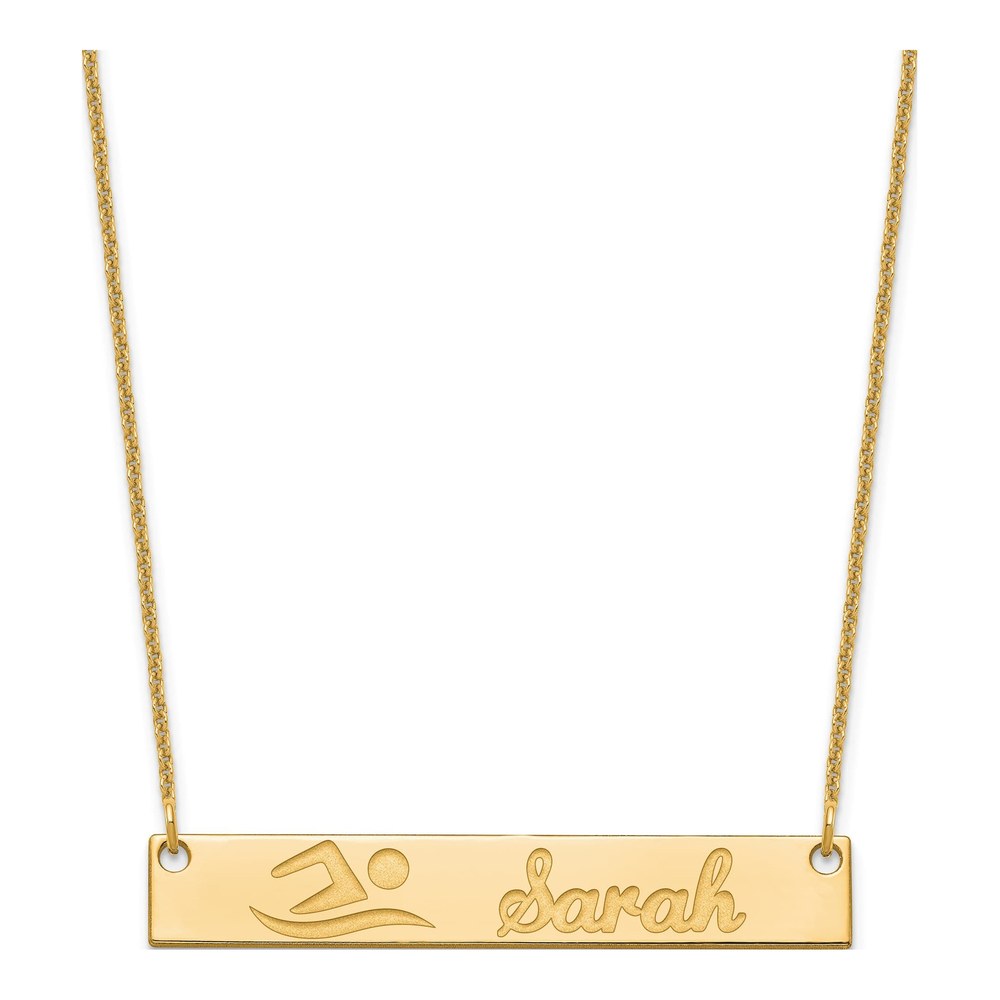 10K Yellow Gold Personalized Bar Necklace
