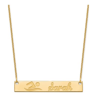 10K Yellow Gold Personalized Bar Necklace