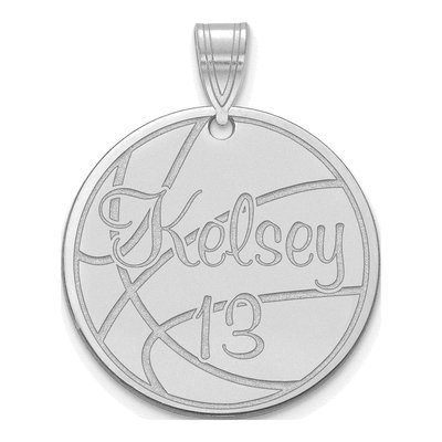 10K White Gold Personalized Round Pendant