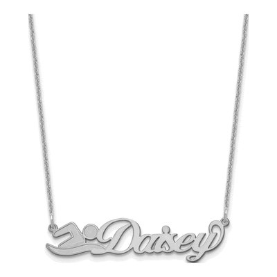 10K White Gold Personalized Name Plate Necklace