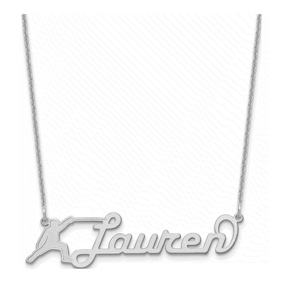10K White Gold Personalized Name Plate Necklace