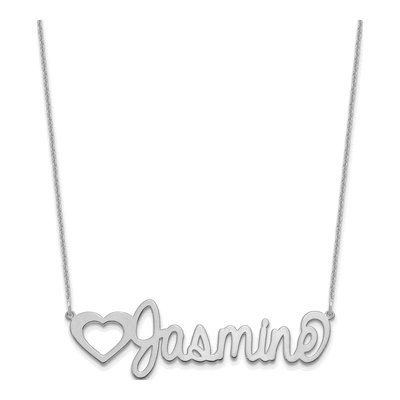 10K White Gold Personalized Name Plate Necklace
