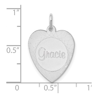 10K White Gold Heart Disc Name Charm – view 3