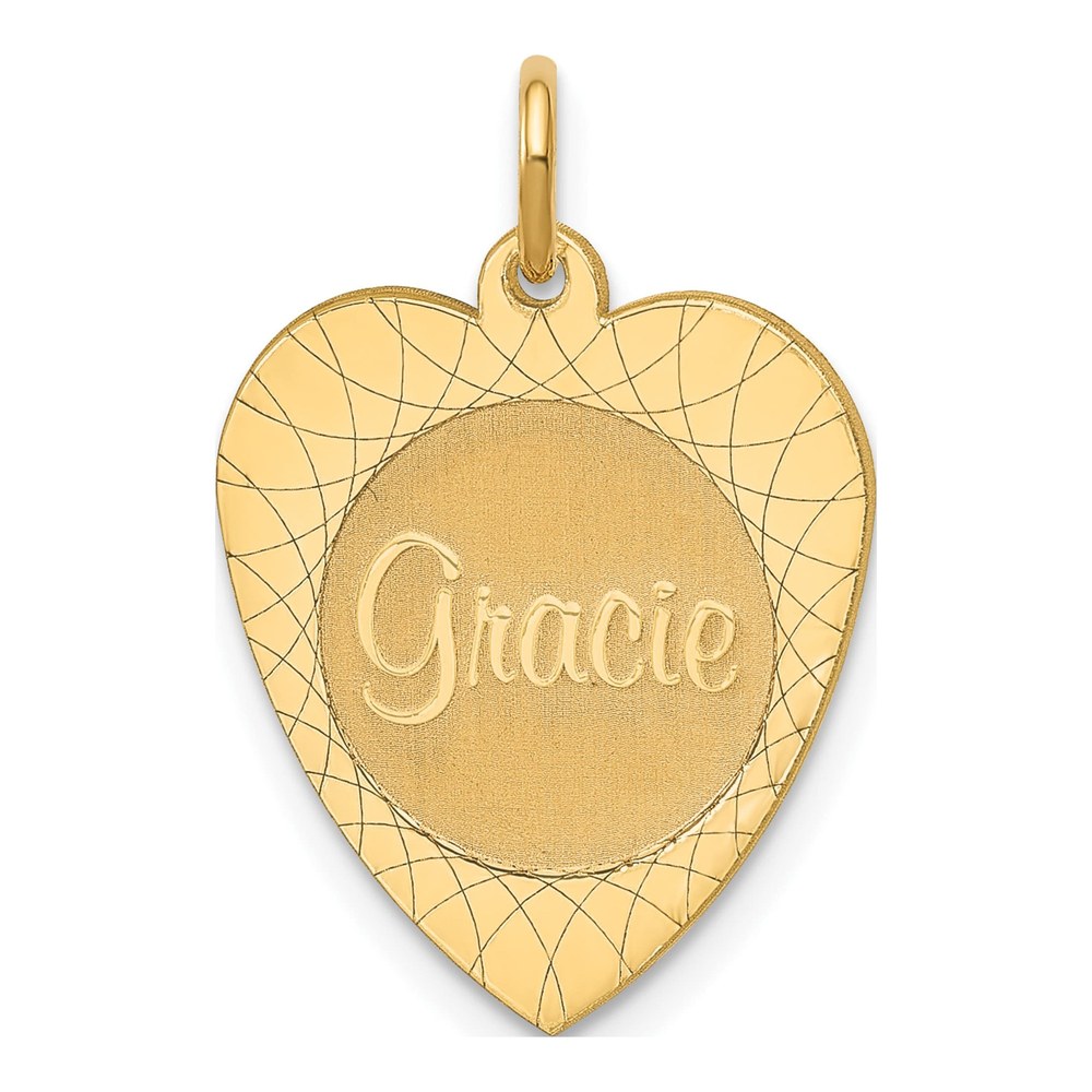10K Yellow Gold Personalized Heart Disc Name Charm