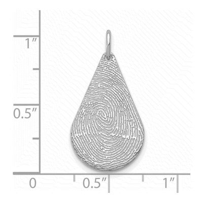 10K White Gold Tear Drop Fingerprint Charm – view 2